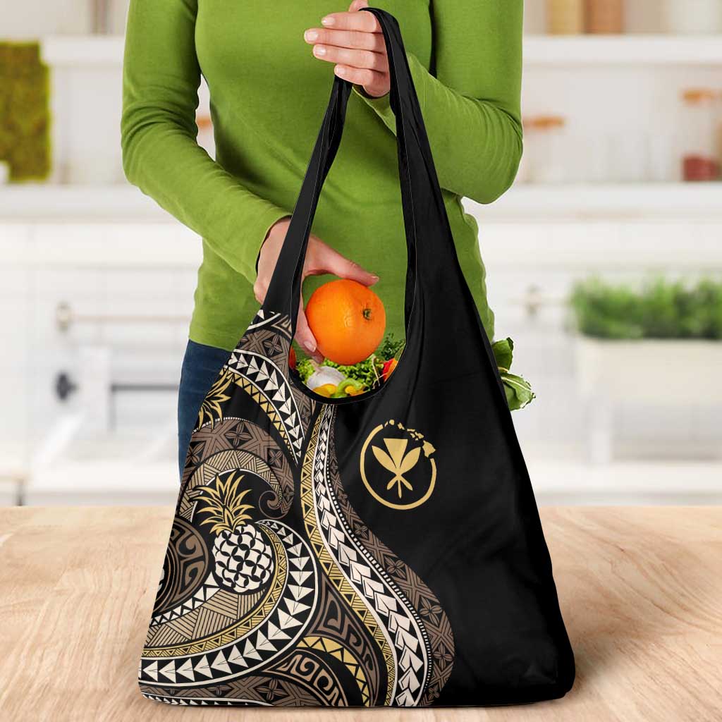 Hawaii Pineapple Brown Tribal Pattern Grocery Bag - Polynesian Pride