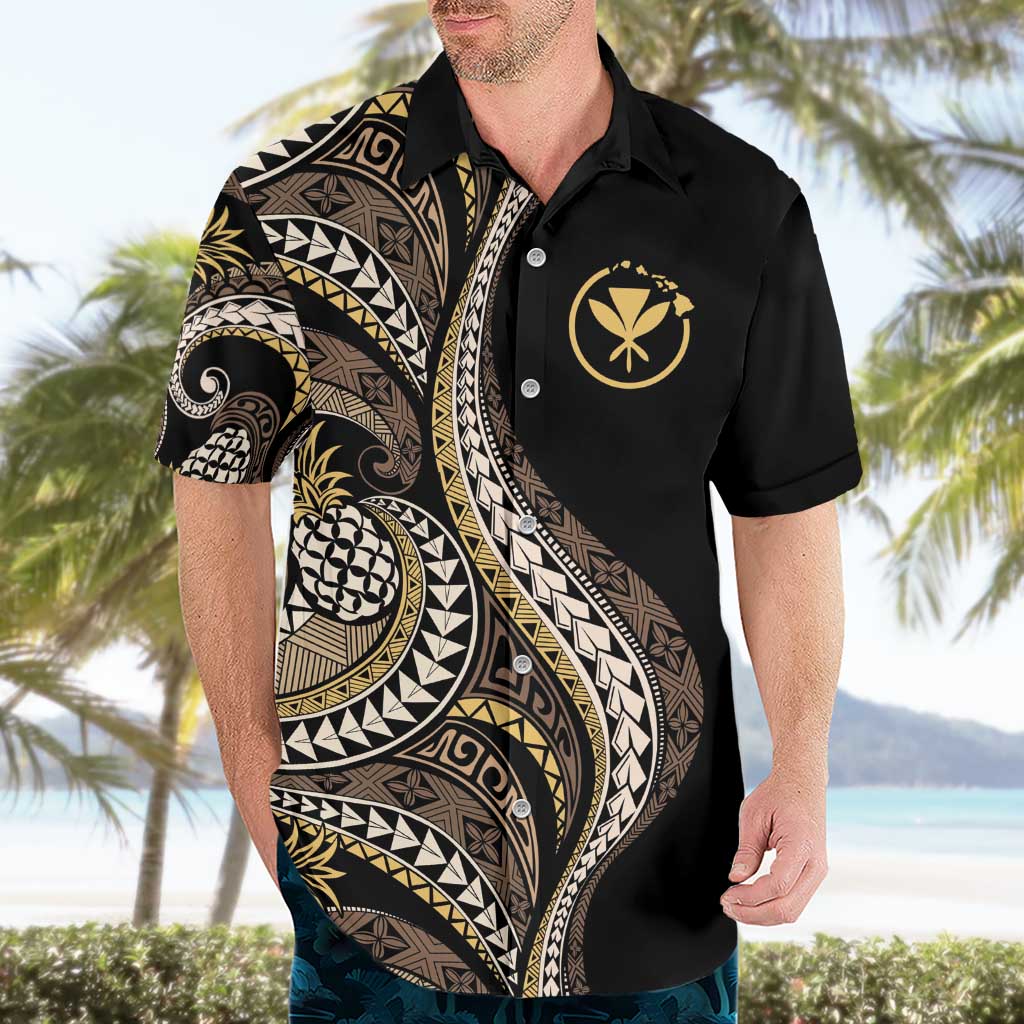Hawaii Pineapple Brown Tribal Pattern Hawaiian Shirt - Polynesian Pride