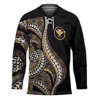 Hawaii Pineapple Brown Tribal Pattern Hockey Jersey - Polynesian Pride