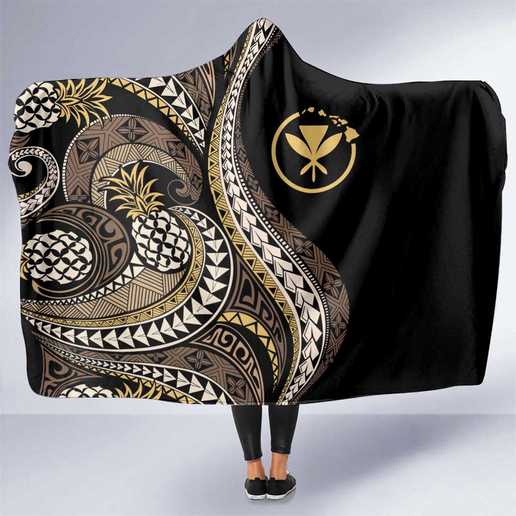 Hawaii Pineapple Brown Tribal Pattern Hooded Blanket LT01 One Size Brown - Polynesian Pride