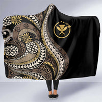 Hawaii Pineapple Brown Tribal Pattern Hooded Blanket - Polynesian Pride