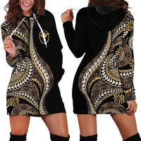 Hawaii Pineapple Brown Tribal Pattern Hoodie Dress - Polynesian Pride