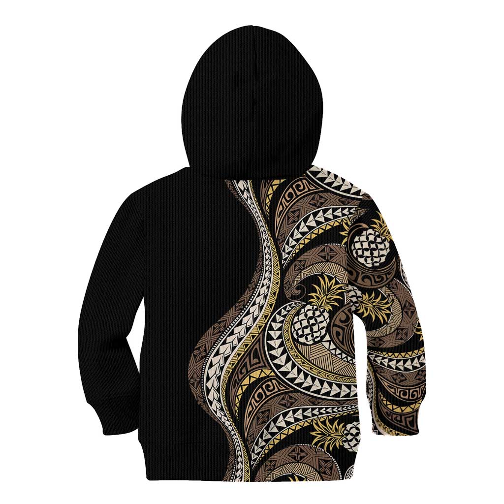 Hawaii Pineapple Brown Tribal Pattern Kid Hoodie - Polynesian Pride
