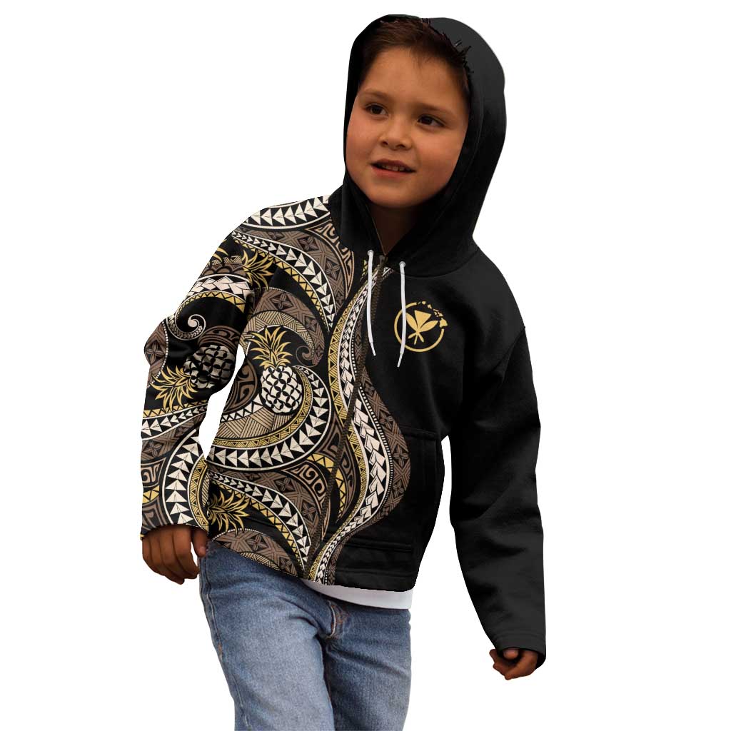 Hawaii Pineapple Brown Tribal Pattern Kid Hoodie - Polynesian Pride