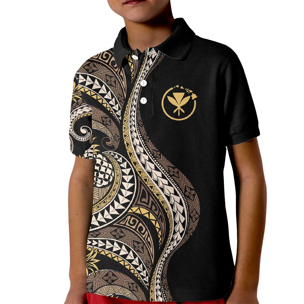 Hawaii Pineapple Brown Tribal Pattern Kid Polo Shirt LT01 Kid Brown - Polynesian Pride