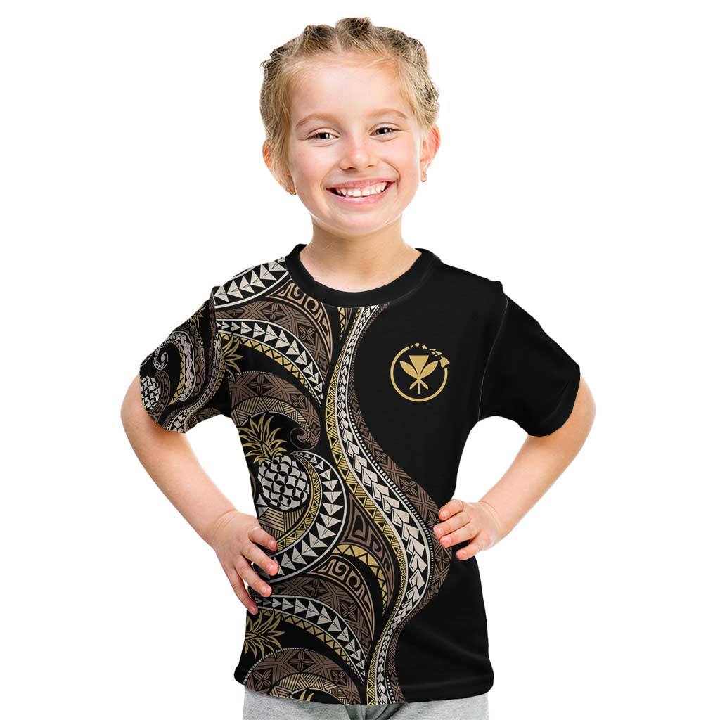 Hawaii Pineapple Brown Tribal Pattern Kid T Shirt LT01 Brown - Polynesian Pride