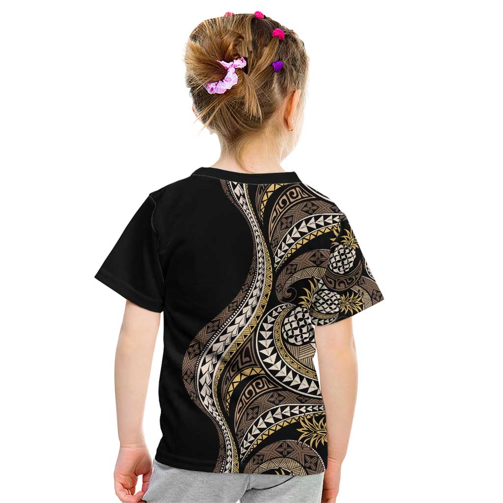 Hawaii Pineapple Brown Tribal Pattern Kid T Shirt LT01 - Polynesian Pride