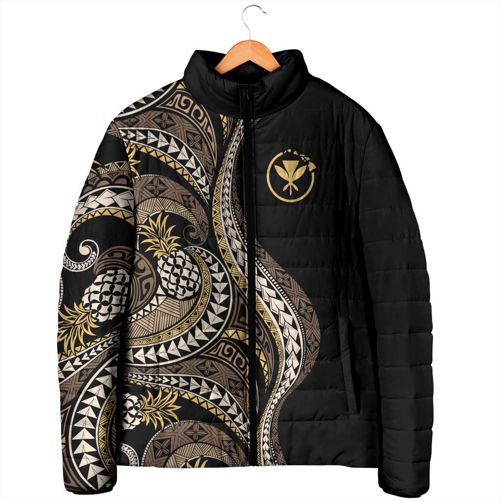 Hawaii Pineapple Brown Tribal Pattern Padded Jacket LT01 - Polynesian Pride