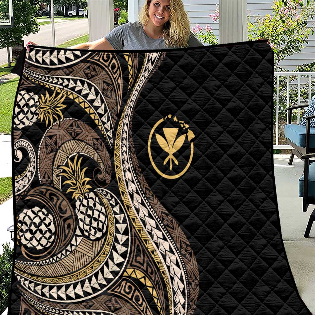 Hawaii Pineapple Brown Tribal Pattern Quilt - Polynesian Pride