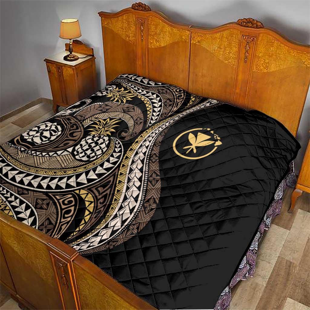 Hawaii Pineapple Brown Tribal Pattern Quilt - Polynesian Pride