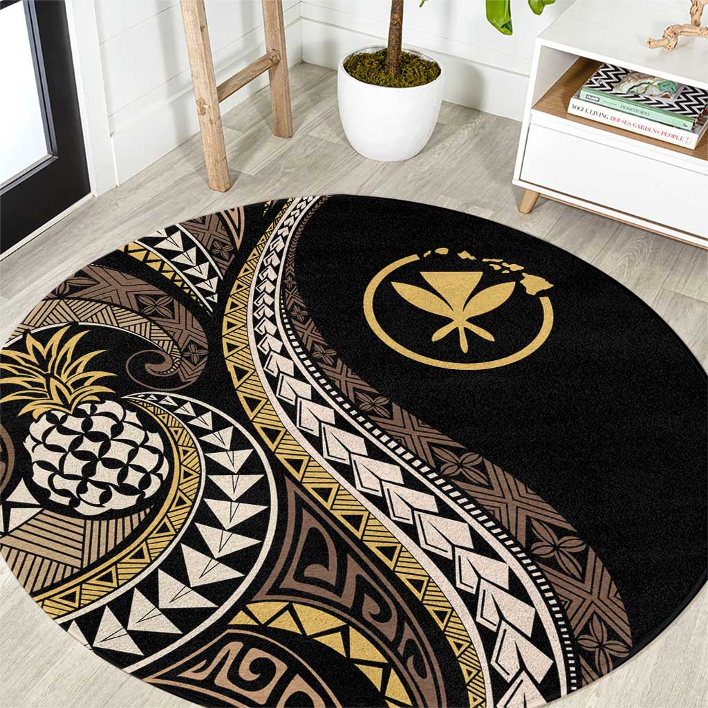 Hawaii Pineapple Brown Tribal Pattern Round Carpet LT01 Brown - Polynesian Pride