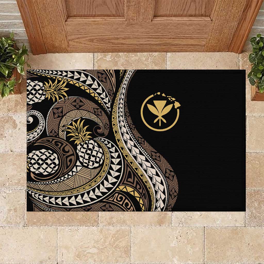 Hawaii Pineapple Brown Tribal Pattern Rubber Doormat LT01 Brown - Polynesian Pride