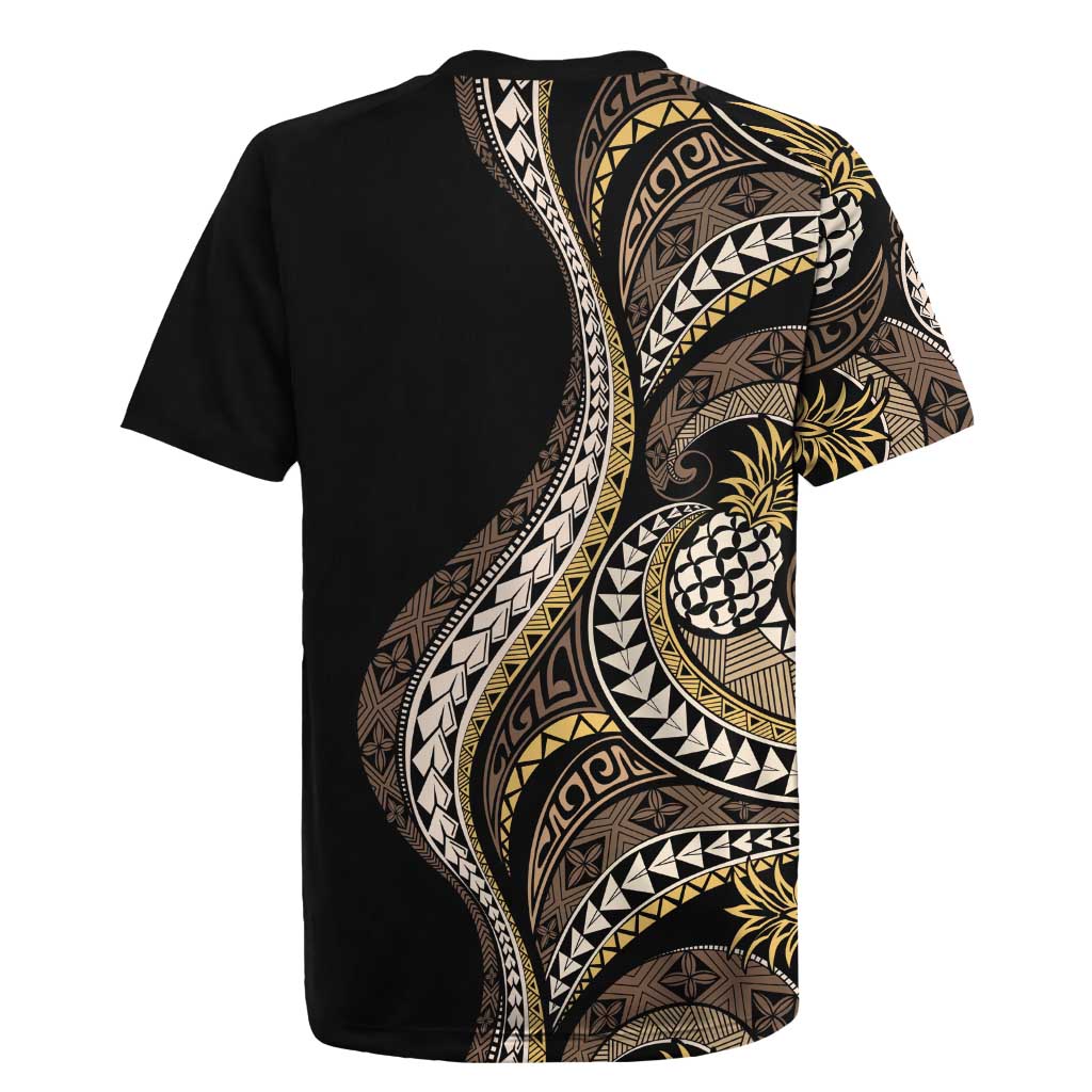 Hawaii Pineapple Brown Tribal Pattern Rugby Jersey - Polynesian Pride