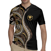 Hawaii Pineapple Brown Tribal Pattern Rugby Jersey - Polynesian Pride