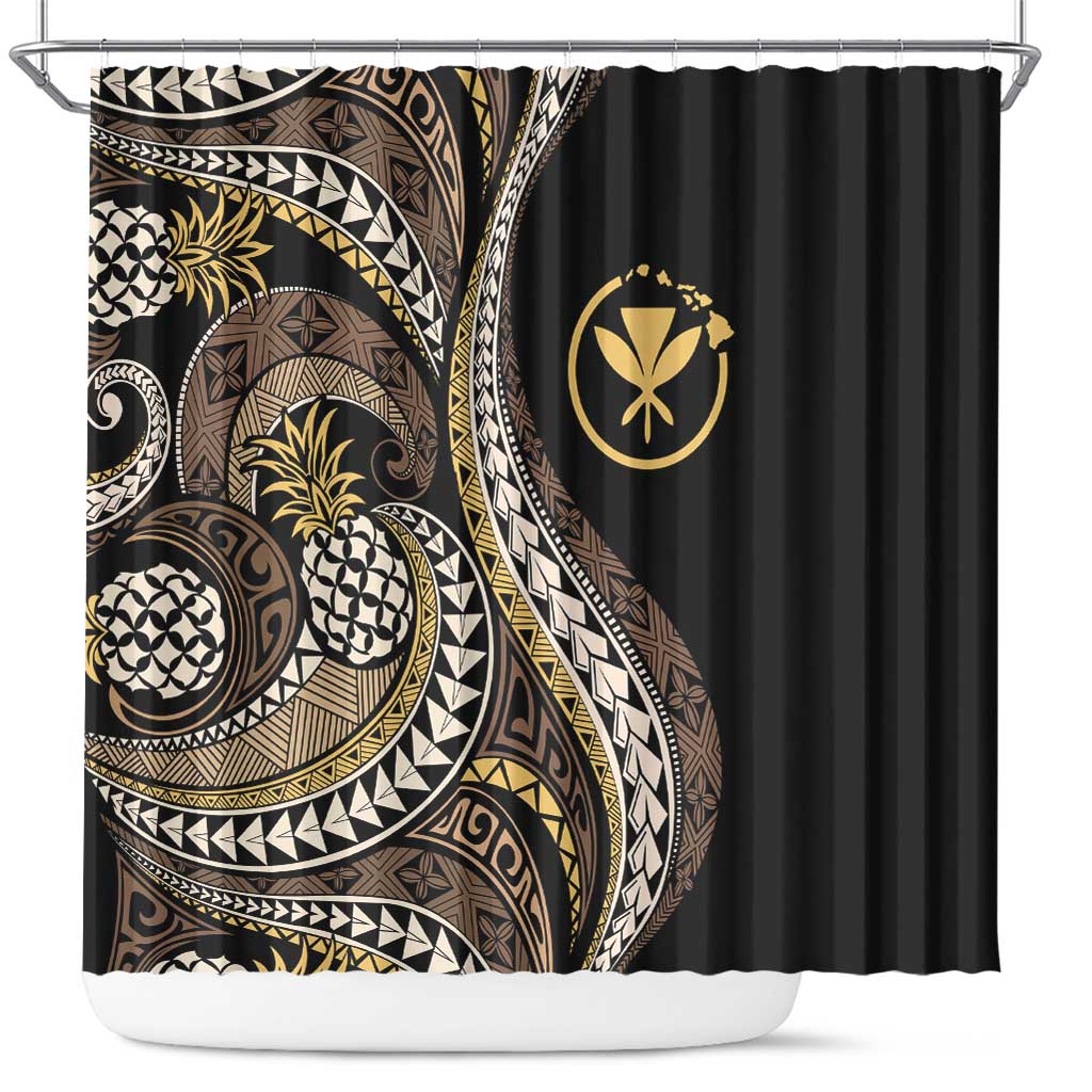 Hawaii Pineapple Brown Tribal Pattern Shower Curtain LT01 Brown - Polynesian Pride