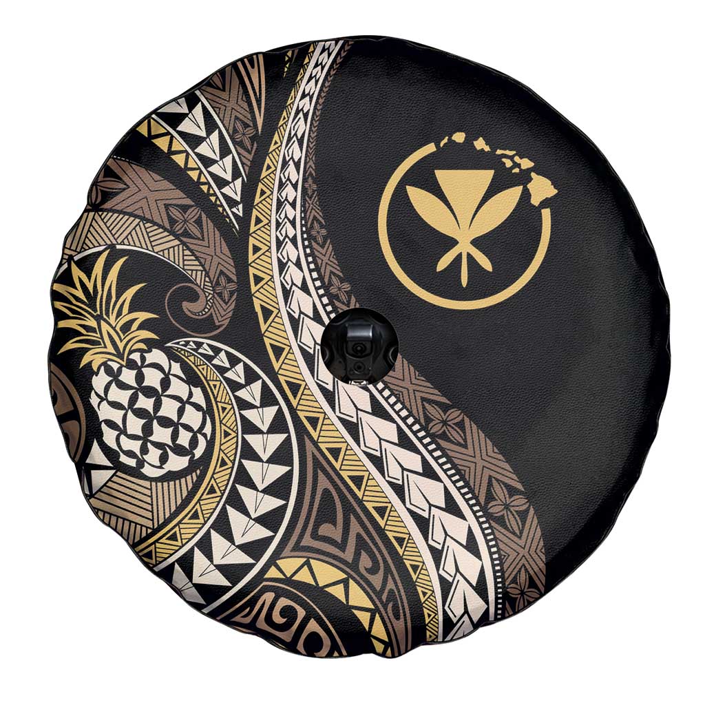 Hawaii Pineapple Brown Tribal Pattern Spare Tire Cover - Polynesian Pride