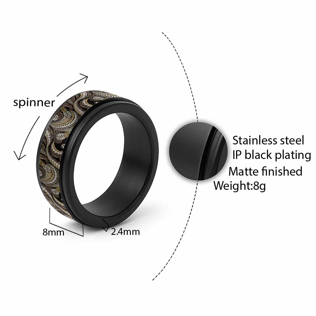 Hawaii Pineapple Brown Tribal Pattern Spinner Ring - Polynesian Pride