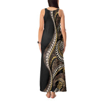 Hawaii Pineapple Brown Tribal Pattern Tank Maxi Dress - Polynesian Pride