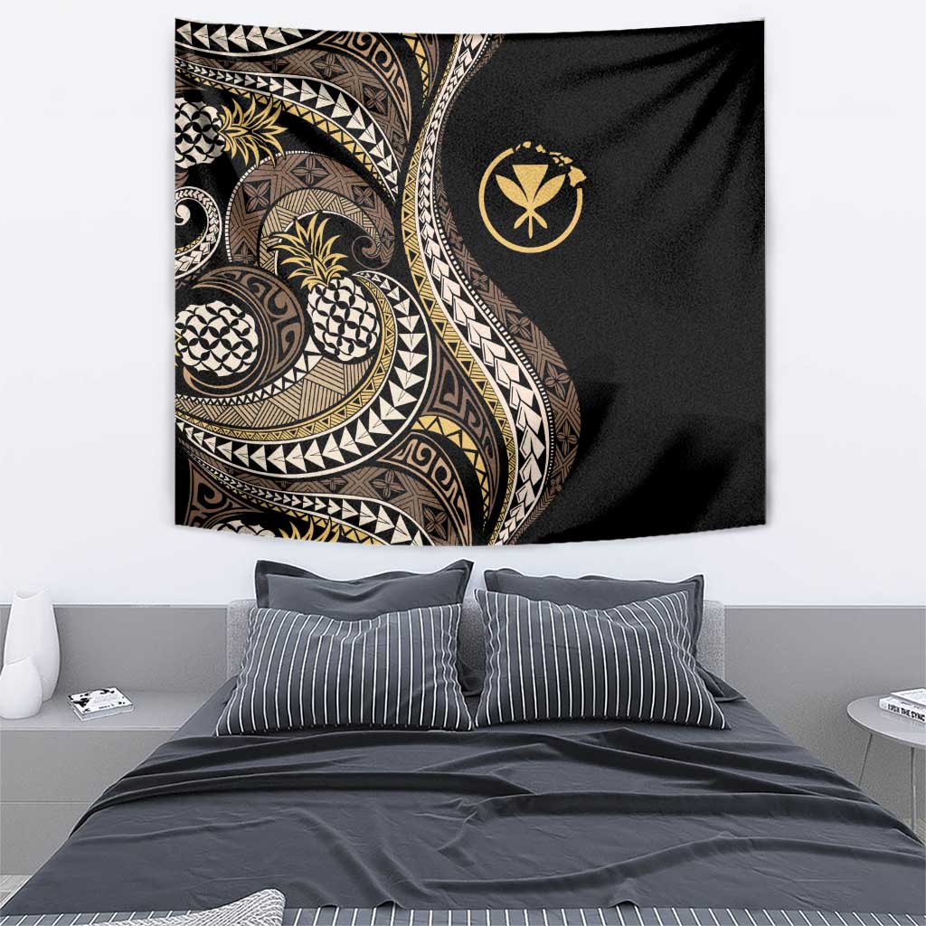 Hawaii Pineapple Brown Tribal Pattern Tapestry - Polynesian Pride