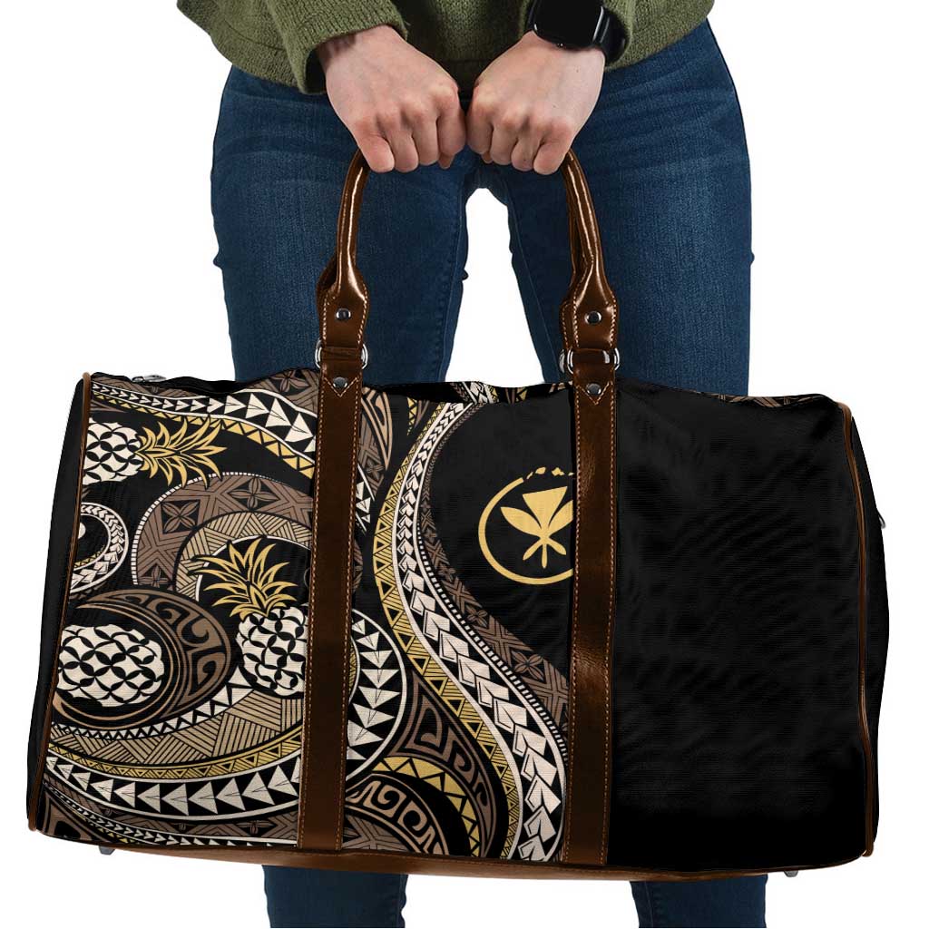 Hawaii Pineapple Brown Tribal Pattern Travel Bag LT01 Brown - Polynesian Pride