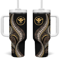 Hawaii Pineapple Brown Tribal Pattern Tumbler With Handle - Polynesian Pride