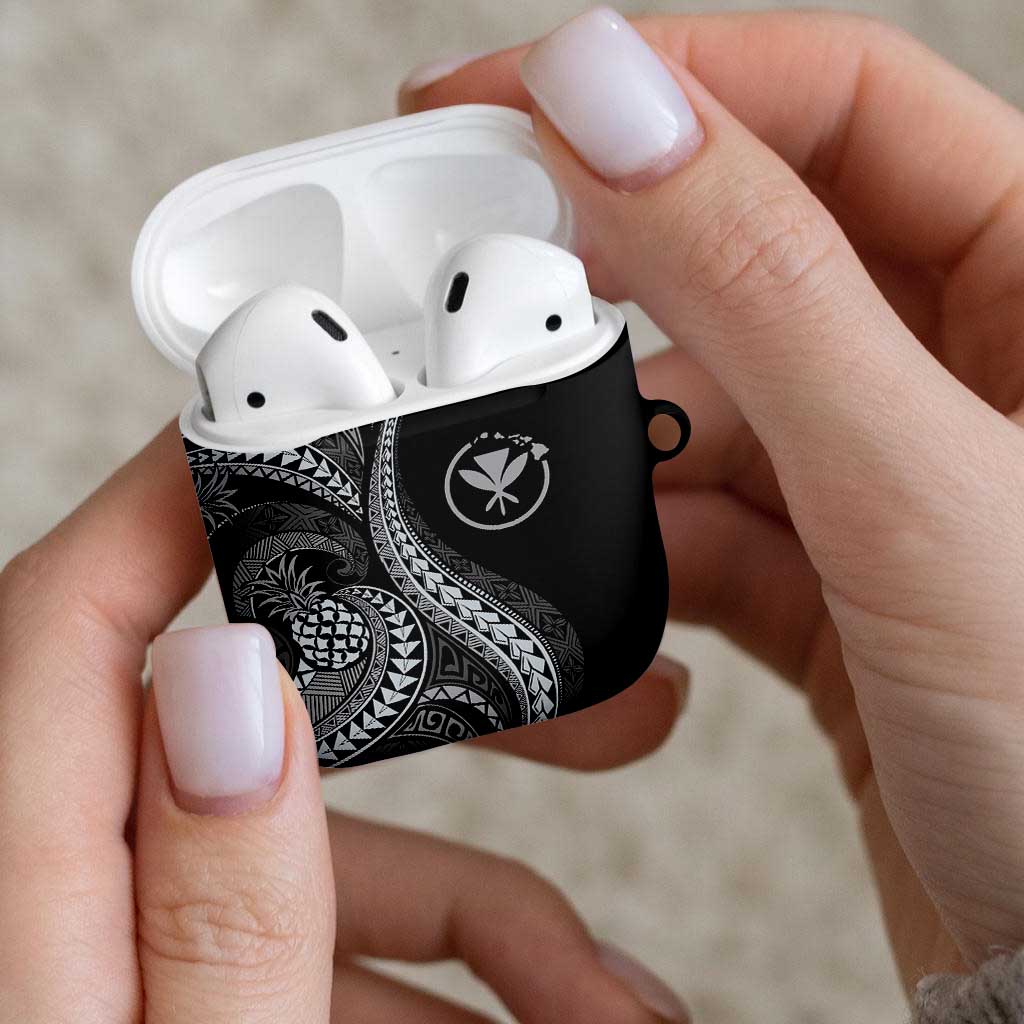 Hawaii Pineapple Gray Scale Tribal Pattern AirPods Case - Polynesian Pride