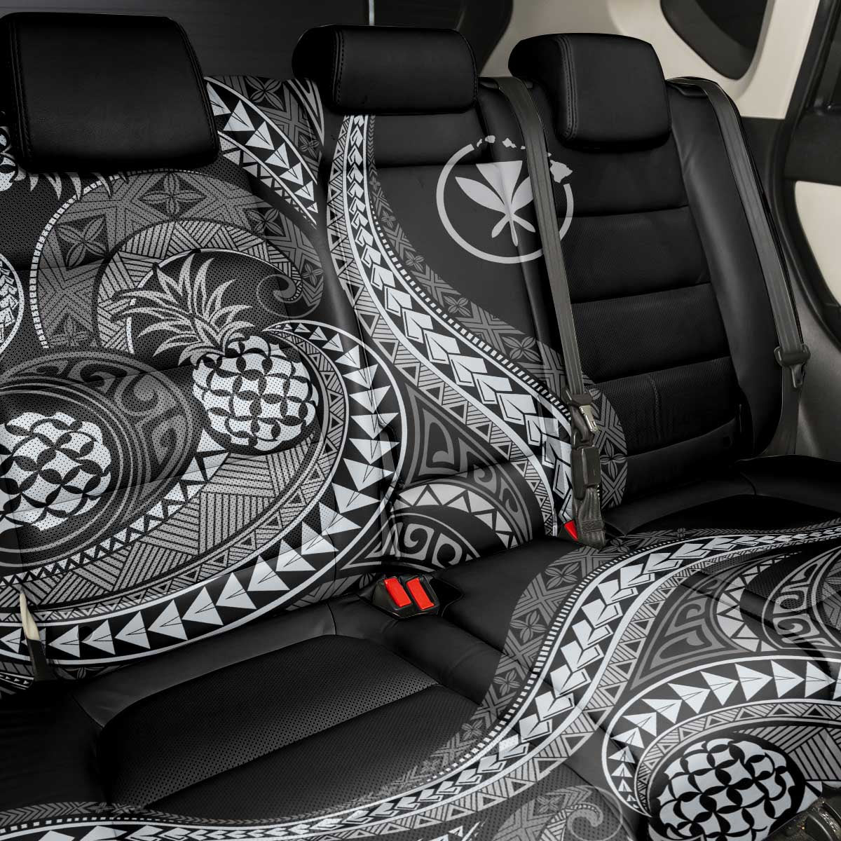 Hawaii Pineapple Gray Scale Tribal Pattern Back Car Seat Cover LT01 - Polynesian Pride