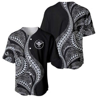 Hawaii Pineapple Gray Scale Tribal Pattern Baseball Jersey - Polynesian Pride