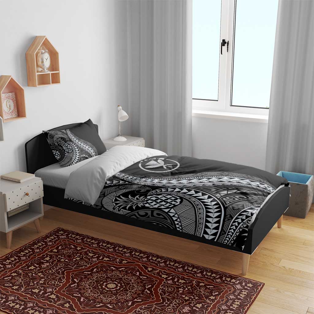 Hawaii Pineapple Gray Scale Tribal Pattern Bedding Set - Polynesian Pride