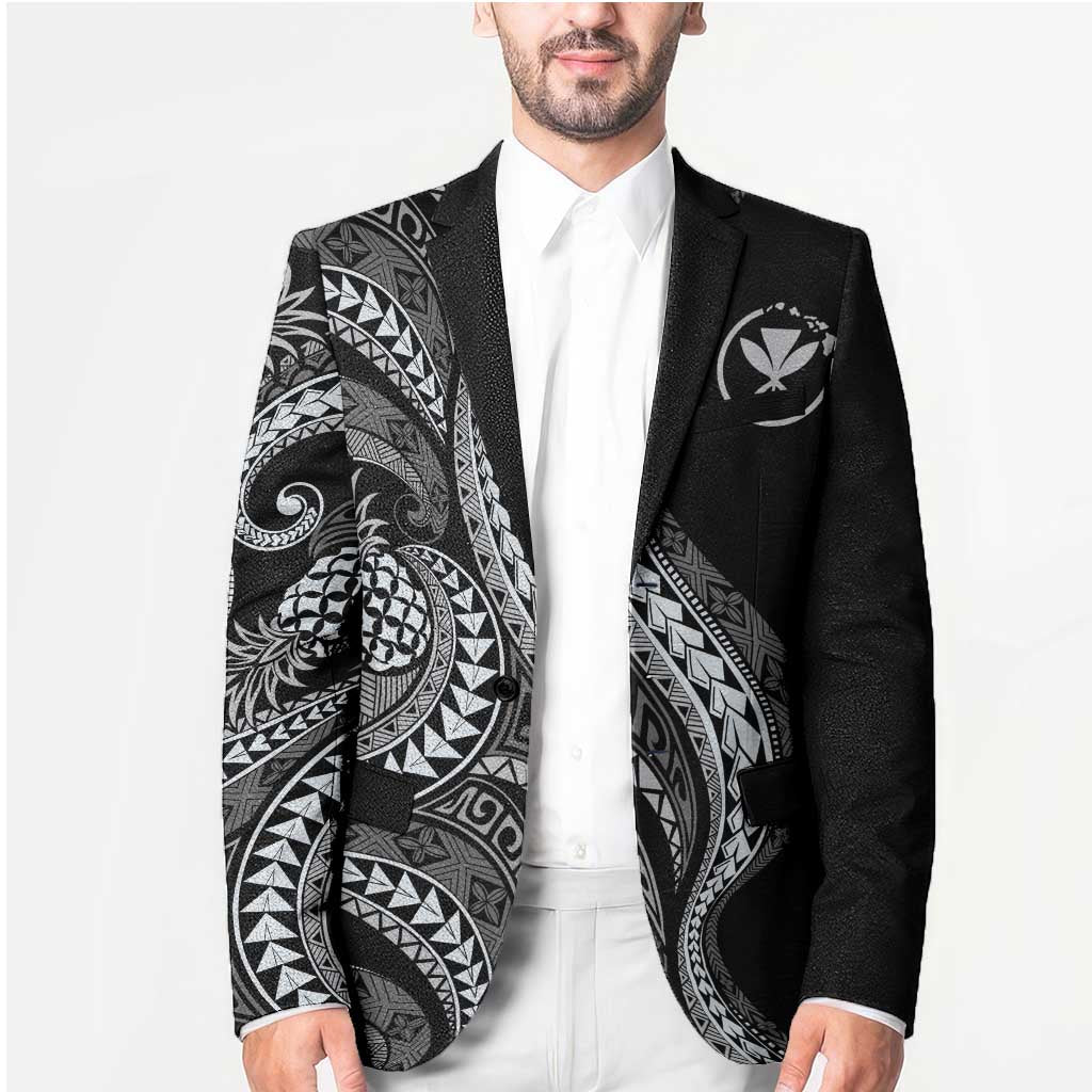 Hawaii Pineapple Gray Scale Tribal Pattern Blazer LT01 - Polynesian Pride
