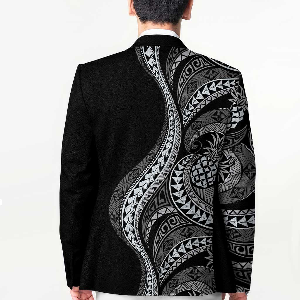Hawaii Pineapple Gray Scale Tribal Pattern Blazer LT01 - Polynesian Pride