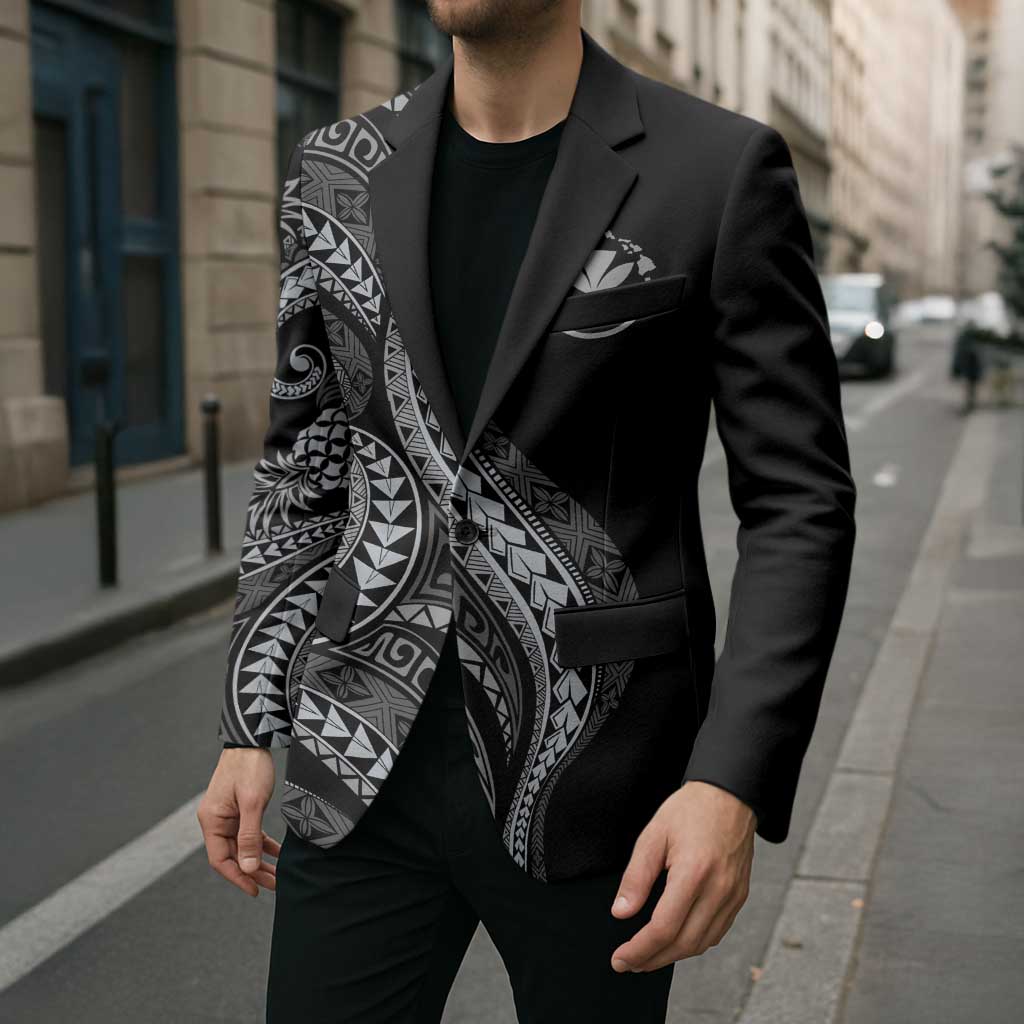 Hawaii Pineapple Gray Scale Tribal Pattern Blazer LT01 - Polynesian Pride
