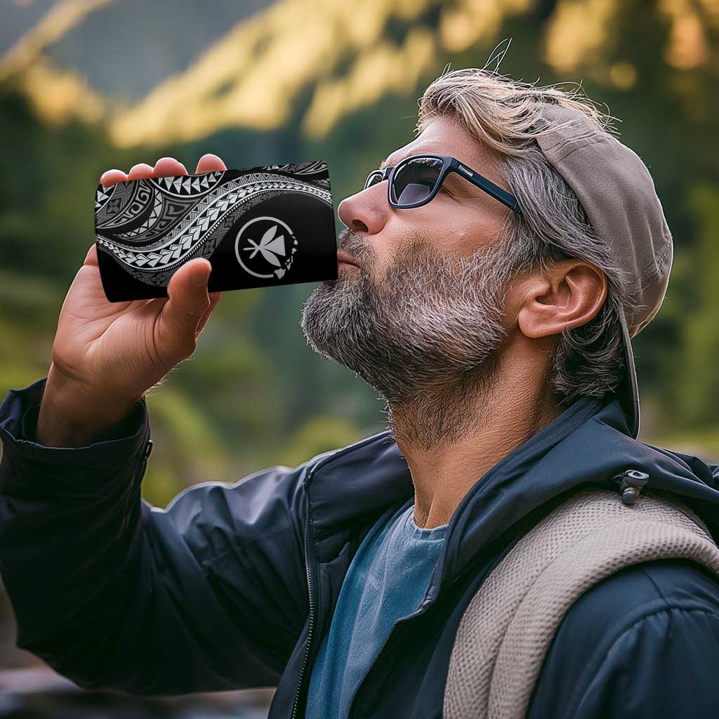 Hawaii Pineapple Gray Scale Tribal Pattern 4 in 1 Can Cooler Tumbler - Polynesian Pride