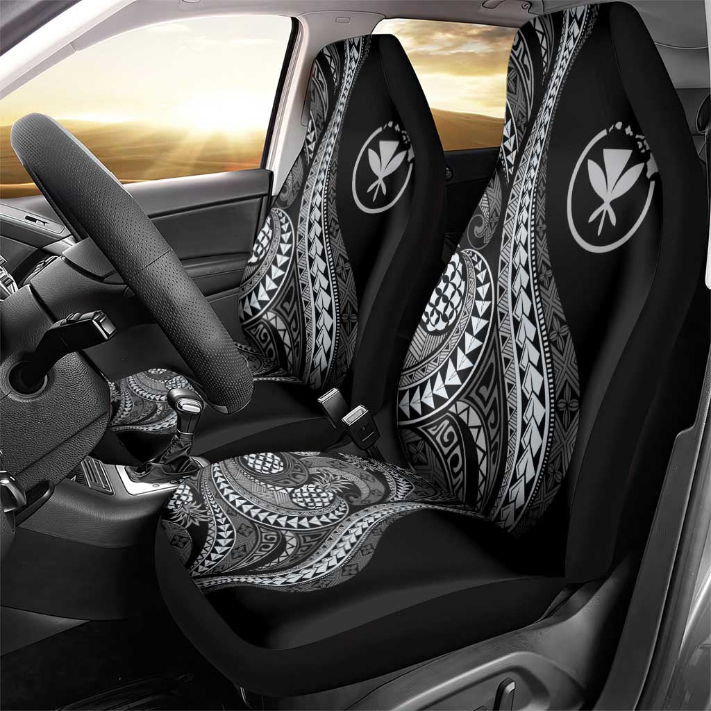 Hawaii Pineapple Gray Scale Tribal Pattern Car Seat Cover - Polynesian Pride