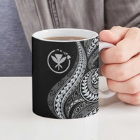 Hawaii Pineapple Gray Scale Tribal Pattern Ceramic Mug - Polynesian Pride