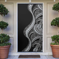 Hawaii Pineapple Gray Scale Tribal Pattern Door Cover - Polynesian Pride