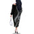 Hawaii Pineapple Gray Scale Tribal Pattern Family Matching Off The Shoulder Long Sleeve Dress and Hawaiian Shirt - Polynesian Pride