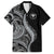 Hawaii Pineapple Gray Scale Tribal Pattern Family Matching Off Shoulder Short Dress and Hawaiian Shirt - Polynesian Pride