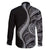 Hawaii Pineapple Gray Scale Tribal Pattern Family Matching Off Shoulder Short Dress and Hawaiian Shirt - Polynesian Pride