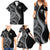 Hawaii Pineapple Gray Scale Tribal Pattern Family Matching Summer Maxi Dress and Hawaiian Shirt - Polynesian Pride