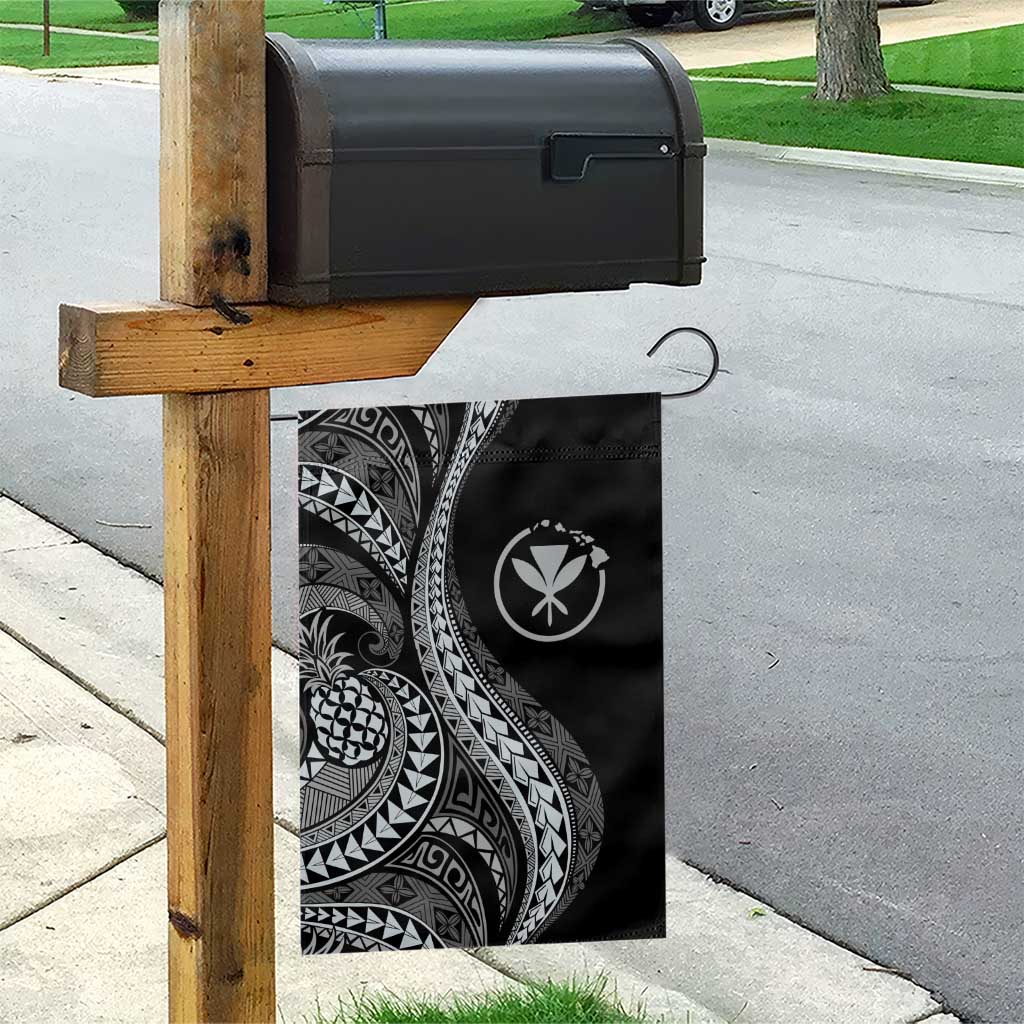 Hawaii Pineapple Gray Scale Tribal Pattern Garden Flag - Polynesian Pride