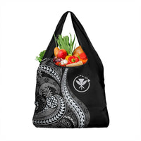 Hawaii Pineapple Gray Scale Tribal Pattern Grocery Bag - Polynesian Pride