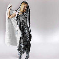 Hawaii Pineapple Gray Scale Tribal Pattern Hooded Blanket - Polynesian Pride