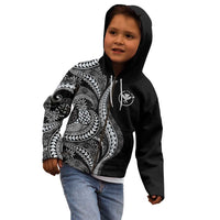 Hawaii Pineapple Gray Scale Tribal Pattern Kid Hoodie - Polynesian Pride
