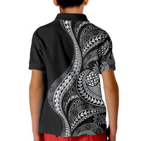 Hawaii Pineapple Gray Scale Tribal Pattern Kid Polo Shirt - Polynesian Pride