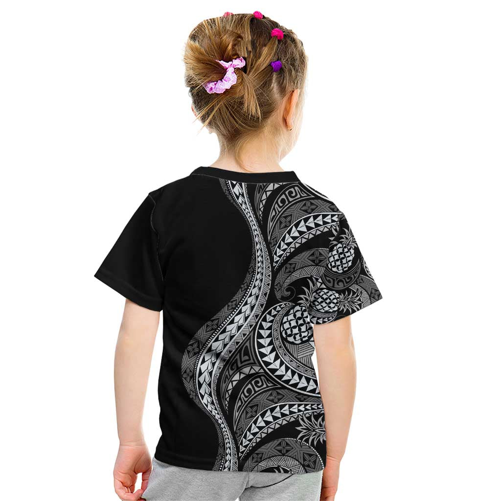 Hawaii Pineapple Gray Scale Tribal Pattern Kid T Shirt LT01 - Polynesian Pride