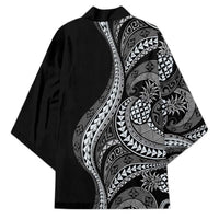 Hawaii Pineapple Gray Scale Tribal Pattern Kimono - Polynesian Pride