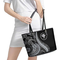 Hawaii Pineapple Gray Scale Tribal Pattern Leather Tote Bag LT01 - Polynesian Pride