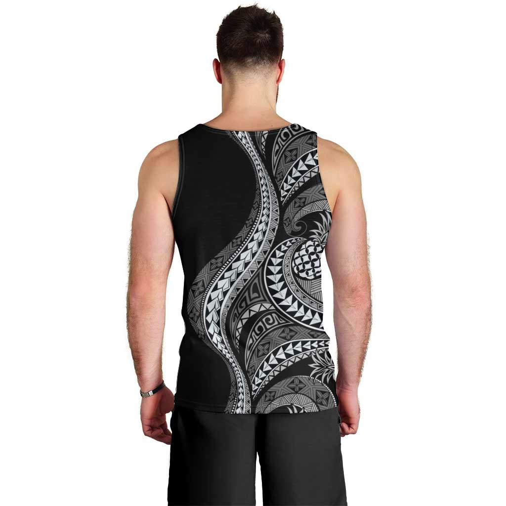 Hawaii Pineapple Gray Scale Tribal Pattern Men Tank Top - Polynesian Pride