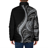 Hawaii Pineapple Gray Scale Tribal Pattern Padded Jacket LT01 - Polynesian Pride